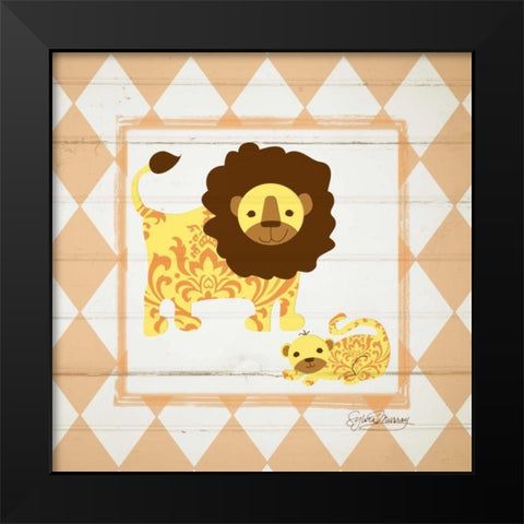 Lions Black Modern Wood Framed Art Print by Murray, Sylvia