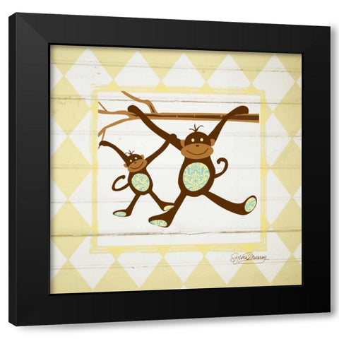 Monkeys Black Modern Wood Framed Art Print with Double Matting by Murray, Sylvia