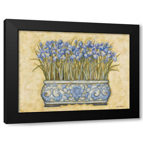 Blue Irises Black Modern Wood Framed Art Print with Double Matting by Misa, Eva