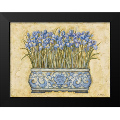 Blue Irises Black Modern Wood Framed Art Print by Misa, Eva
