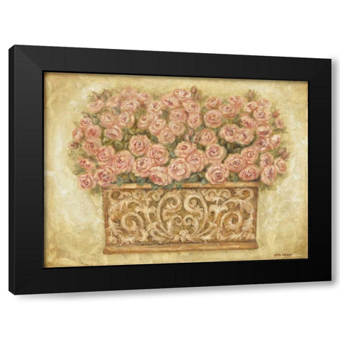 Pink Roses Black Modern Wood Framed Art Print with Double Matting by Misa, Eva