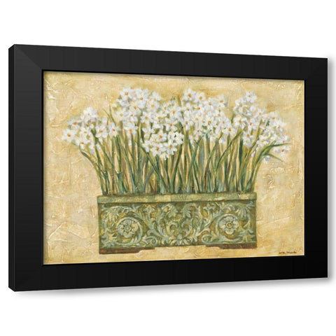 White Narcissus Black Modern Wood Framed Art Print with Double Matting by Misa, Eva