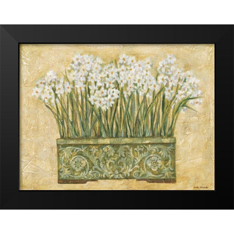White Narcissus Black Modern Wood Framed Art Print by Misa, Eva