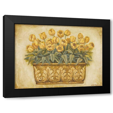 Yellow Tulips Black Modern Wood Framed Art Print by Misa, Eva