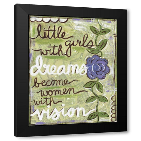 Little Girls Black Modern Wood Framed Art Print by Martin, Monica