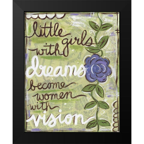 Little Girls Black Modern Wood Framed Art Print by Martin, Monica