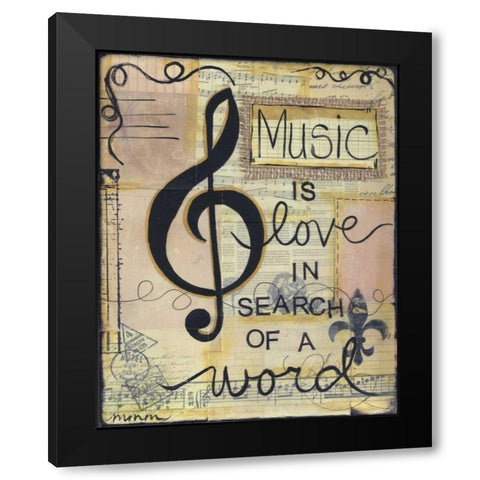 Music Is Love Black Modern Wood Framed Art Print by Martin, Monica