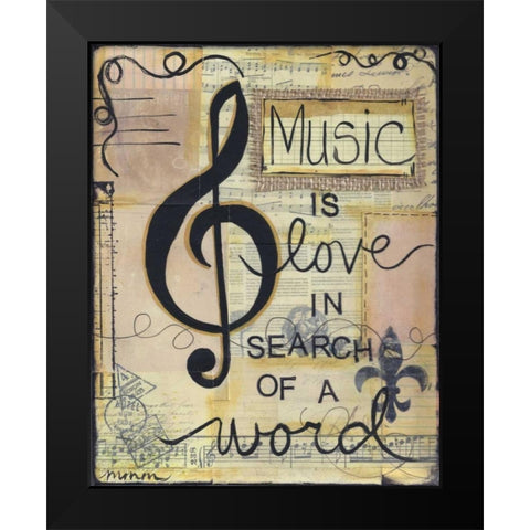 Music Is Love Black Modern Wood Framed Art Print by Martin, Monica