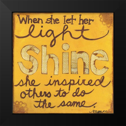 Let Her Light Shine Black Modern Wood Framed Art Print by Martin, Monica