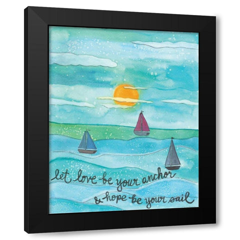 Love Anchor Black Modern Wood Framed Art Print with Double Matting by Martin, Monica