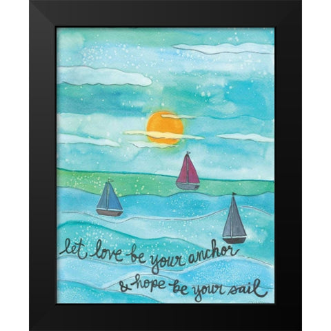 Love Anchor Black Modern Wood Framed Art Print by Martin, Monica