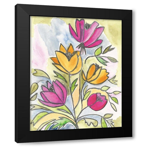 Summer Bouquet Black Modern Wood Framed Art Print with Double Matting by Martin, Monica