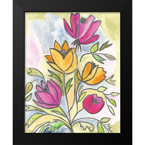 Summer Bouquet Black Modern Wood Framed Art Print by Martin, Monica