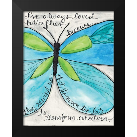 Turquoise Butterfly Black Modern Wood Framed Art Print by Martin, Monica