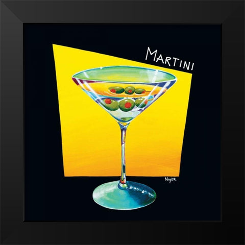 Martini Black Modern Wood Framed Art Print by Naylor, Mary