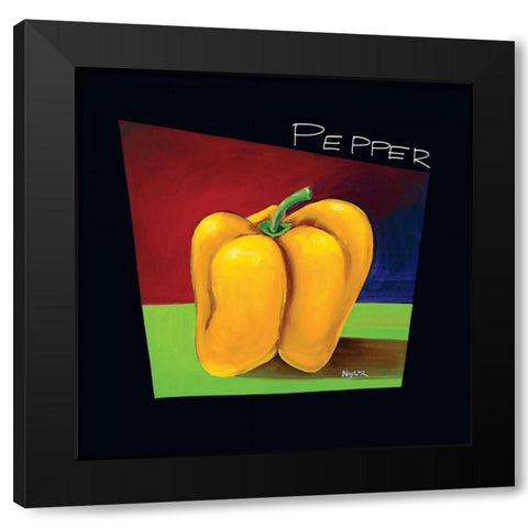 Yellow Pepper Black Modern Wood Framed Art Print with Double Matting by Naylor, Mary