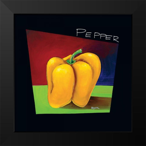Yellow Pepper Black Modern Wood Framed Art Print by Naylor, Mary