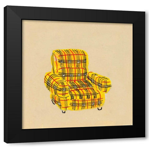 Plaid Black Modern Wood Framed Art Print by Nicholas, Debbie