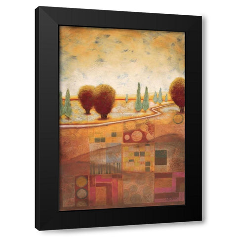 Quilted Landscape I Black Modern Wood Framed Art Print with Double Matting by Osborne, Susan