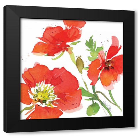 Red Poppies I Black Modern Wood Framed Art Print with Double Matting by Paton, Julie
