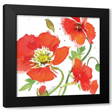 Red Poppies II Black Modern Wood Framed Art Print with Double Matting by Paton, Julie