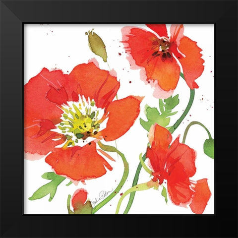 Red Poppies II Black Modern Wood Framed Art Print by Paton, Julie