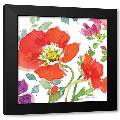 Red Poppies III Black Modern Wood Framed Art Print with Double Matting by Paton, Julie