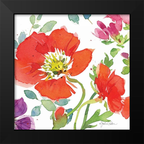 Red Poppies III Black Modern Wood Framed Art Print by Paton, Julie