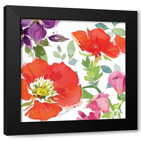 Red Poppies IV Black Modern Wood Framed Art Print with Double Matting by Paton, Julie