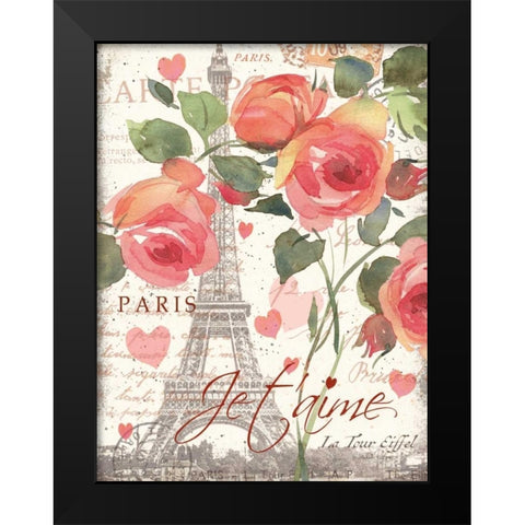 Je Taime I Black Modern Wood Framed Art Print by Paton, Julie