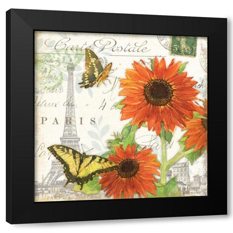 Carte Postale Sunflowers I Black Modern Wood Framed Art Print with Double Matting by Paton, Julie