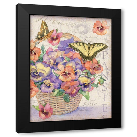 Pansies Folio Black Modern Wood Framed Art Print with Double Matting by Paton, Julie
