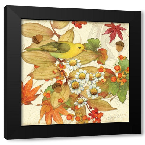 Flora and Tanager I Black Modern Wood Framed Art Print by Paton, Julie