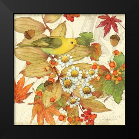 Flora and Tanager I Black Modern Wood Framed Art Print by Paton, Julie