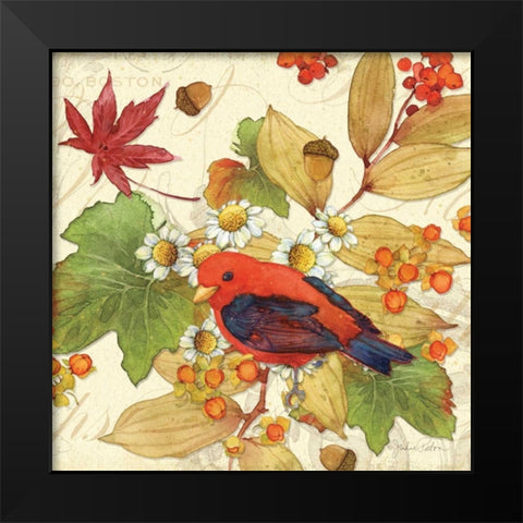 Flora and Tanager II Black Modern Wood Framed Art Print by Paton, Julie