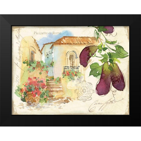 Piazzette Eggplant Black Modern Wood Framed Art Print by Paton, Julie