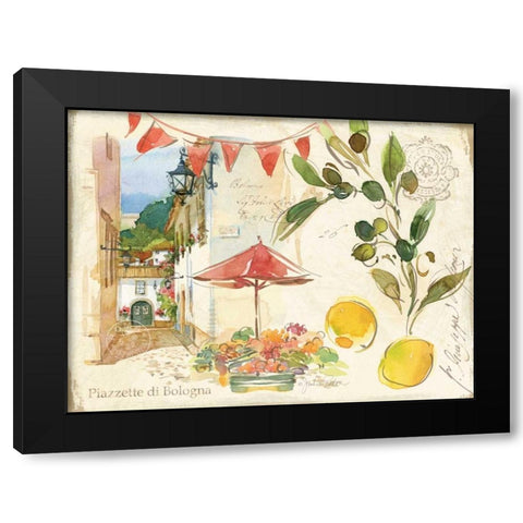 Piazzette Olives Black Modern Wood Framed Art Print with Double Matting by Paton, Julie