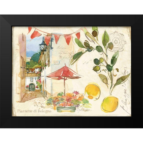 Piazzette Olives Black Modern Wood Framed Art Print by Paton, Julie