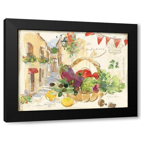 Piazzette Veggies Black Modern Wood Framed Art Print by Paton, Julie