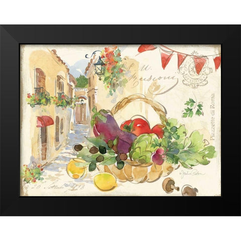 Piazzette Veggies Black Modern Wood Framed Art Print by Paton, Julie