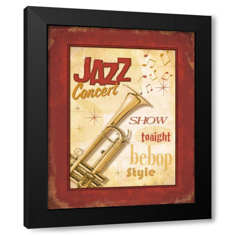 New Orleans Jazz I Black Modern Wood Framed Art Print by Pela Design