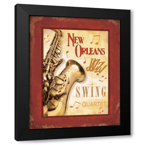 New Orleans Jazz II Black Modern Wood Framed Art Print with Double Matting by Pela Design
