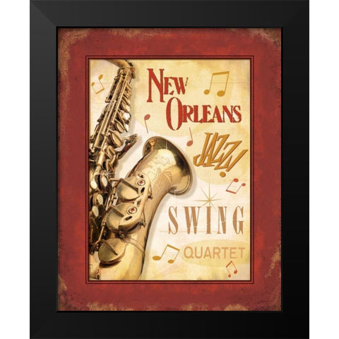 New Orleans Jazz II Black Modern Wood Framed Art Print by Pela Design