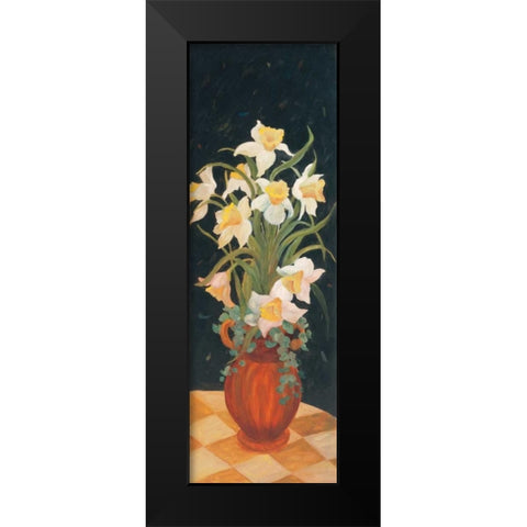 Daffodils at Dark Black Modern Wood Framed Art Print by Platt, Leila