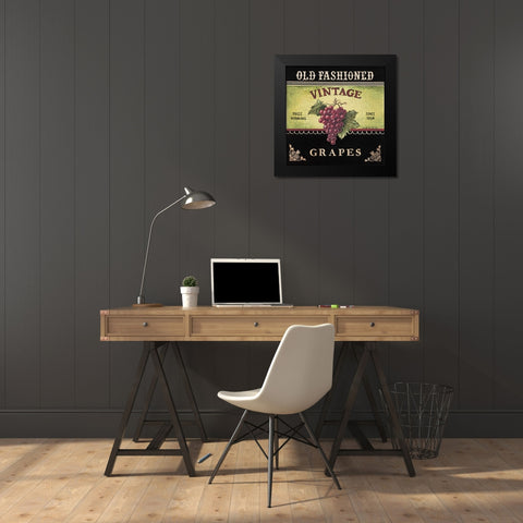 Vintage Grapes Black Modern Wood Framed Art Print by Poloson, Kimberly