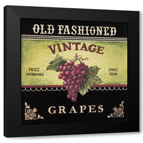 Vintage Grapes Black Modern Wood Framed Art Print by Poloson, Kimberly