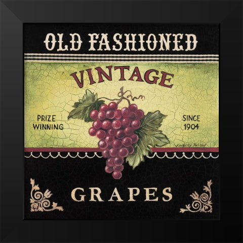 Vintage Grapes Black Modern Wood Framed Art Print by Poloson, Kimberly