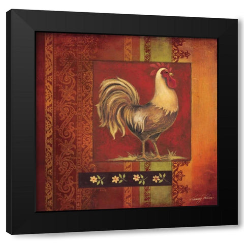Murano Rooster I Black Modern Wood Framed Art Print with Double Matting by Poloson, Kimberly