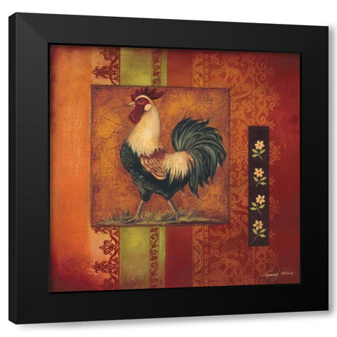 Murano Rooster II Black Modern Wood Framed Art Print with Double Matting by Poloson, Kimberly