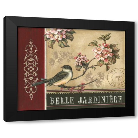 Cherry Blossom Bird Black Modern Wood Framed Art Print by Poloson, Kimberly